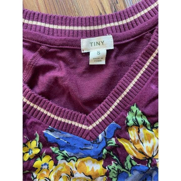 Tiny for Anthropologie Ashlee Floral V-Neck Top Shirt size small - Picture 4 of 10